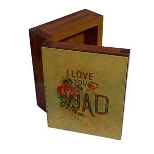 Fantasy Island Amusement Park Wooden Hinged Box With I Love You Dad on Lid Souve